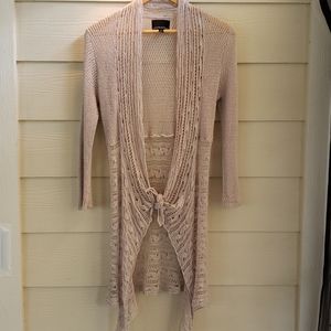 Cynthia Rowley Crocheted Front Tie Long Cardigan